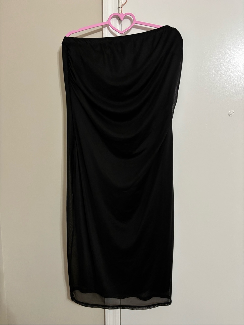 Fashion Nova Black Strapless Draped Midi Dress